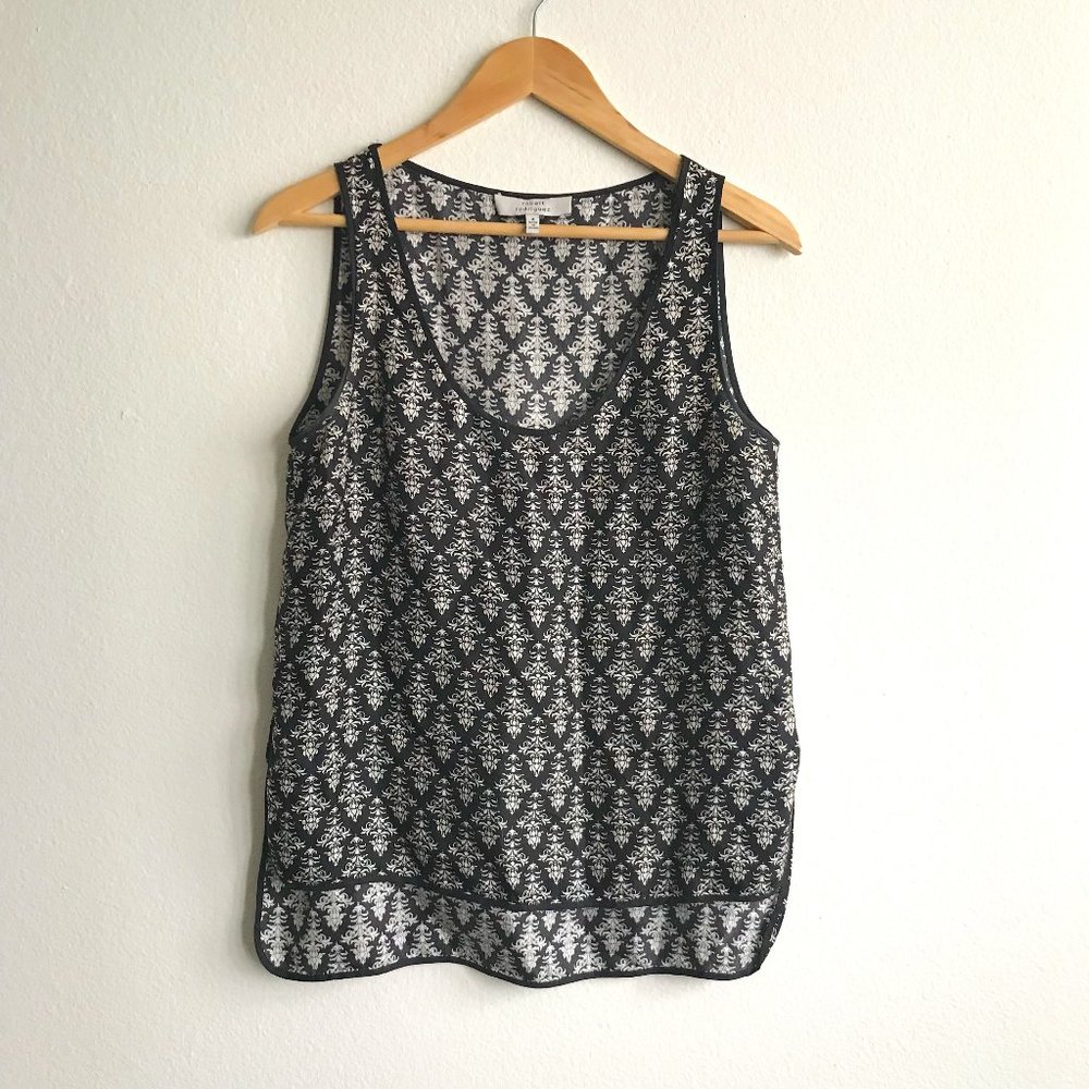 Robert Rodriguez 100% Silk Geometric Print Sleeveless Tank Top High Low Hem